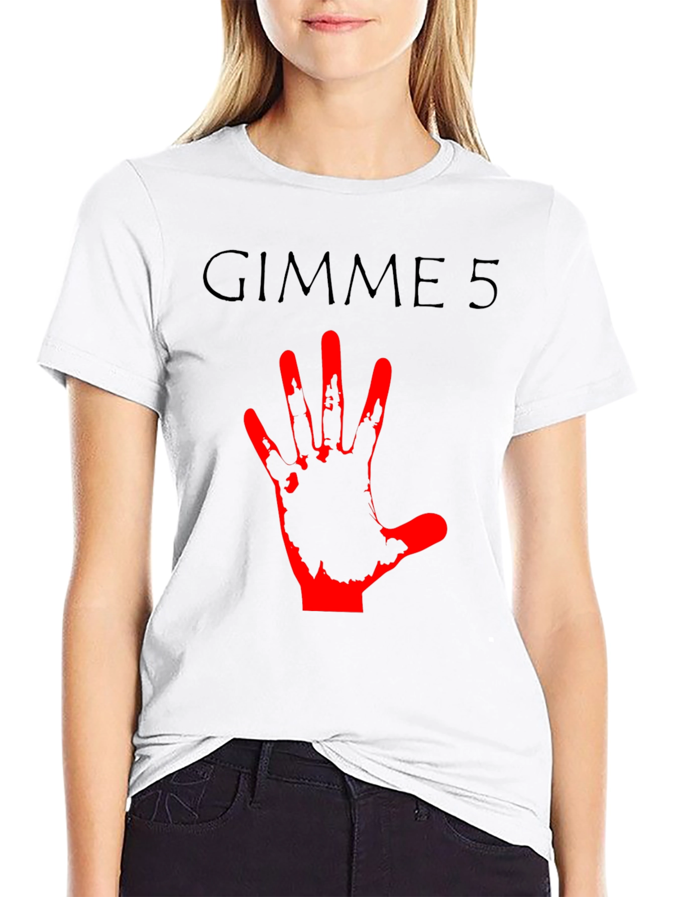 Gimme 5 Graphic Tee - Black Crew Neck T-Shirt
