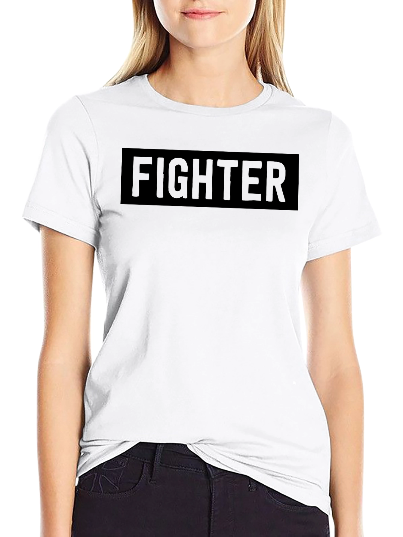 Fighter Graphic Tee - Black Crew Neck