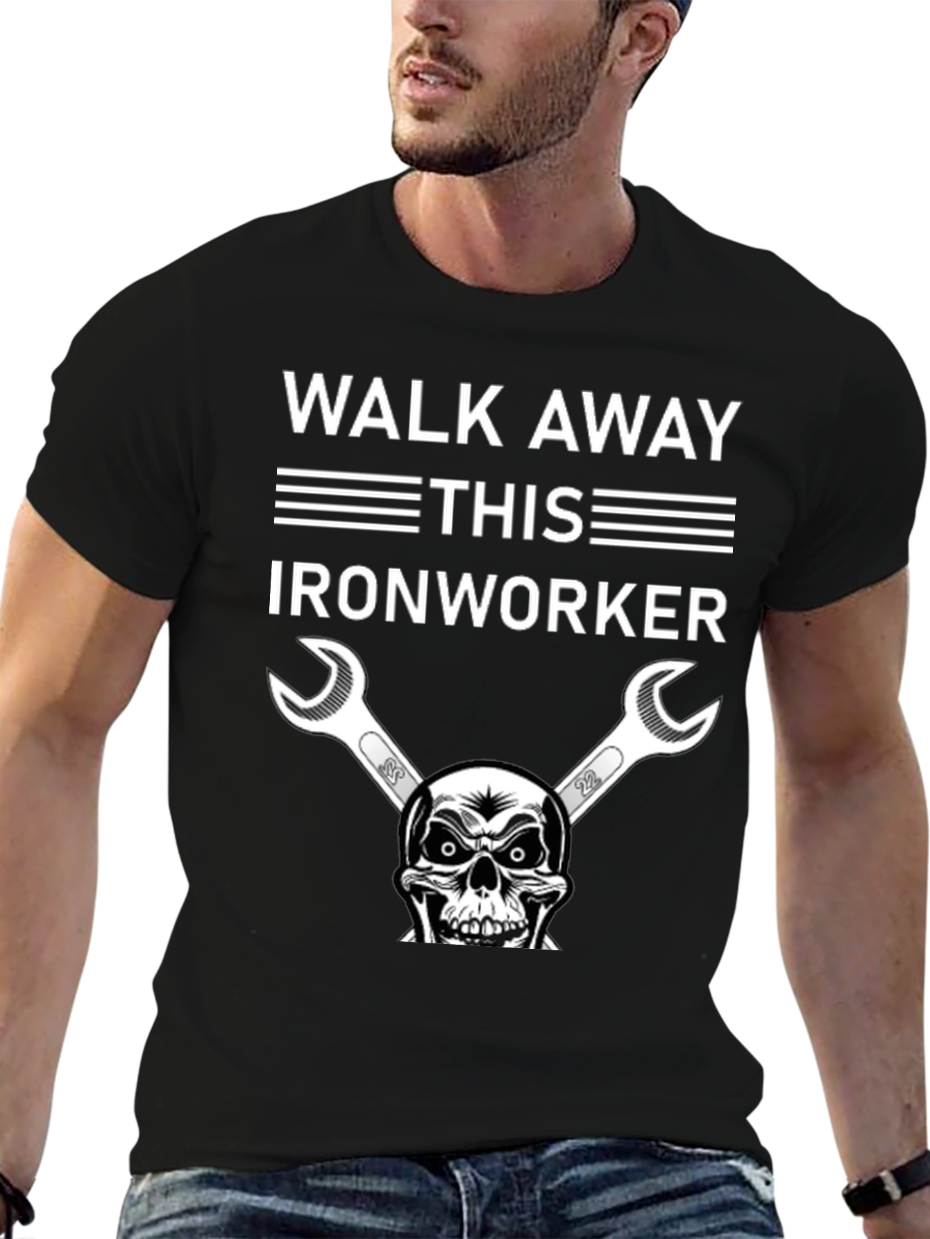 Walk Away Ironworker Skull Graphic T-Shirt