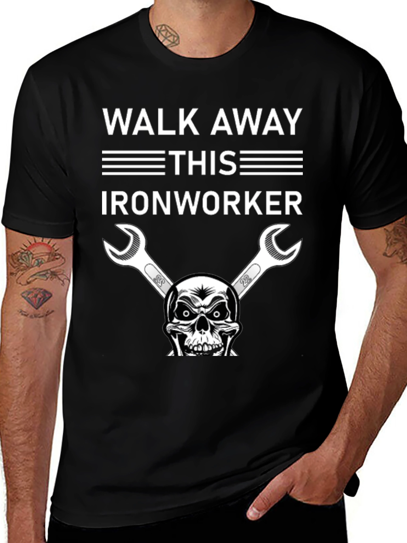 Walk Away Ironworker Skull Graphic T-Shirt