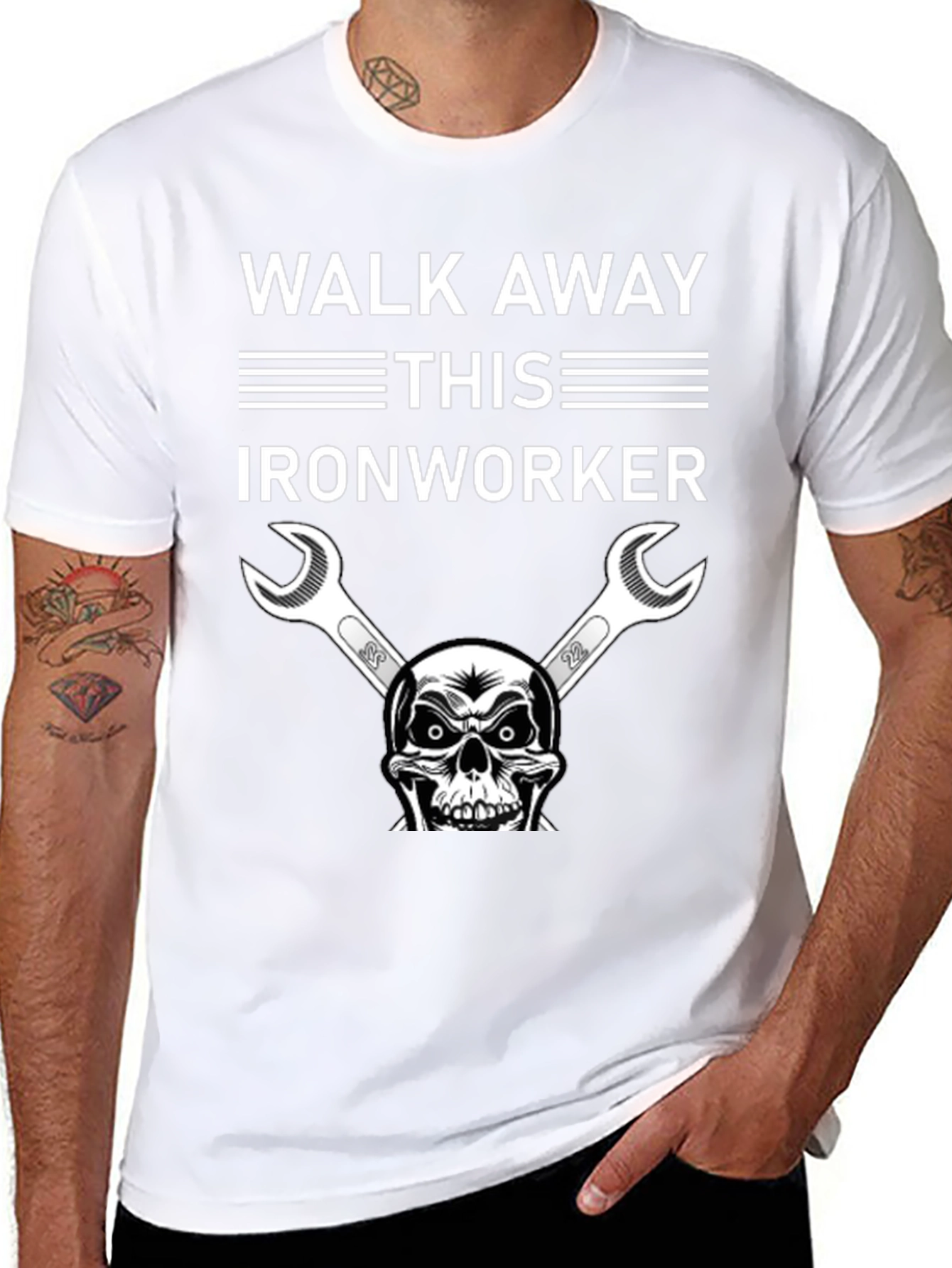 Walk Away Ironworker Skull Graphic T-Shirt