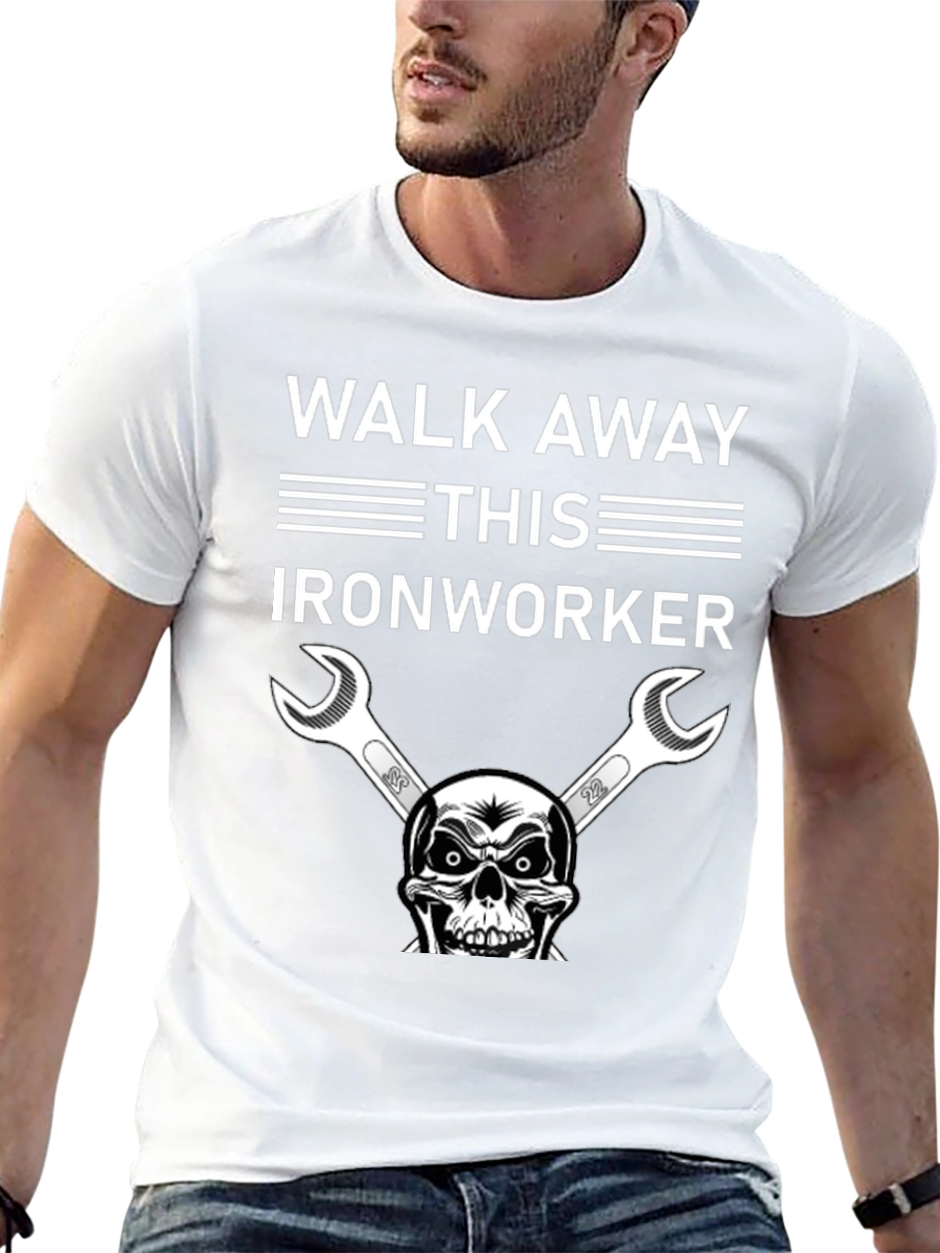 Walk Away Ironworker Skull Graphic T-Shirt