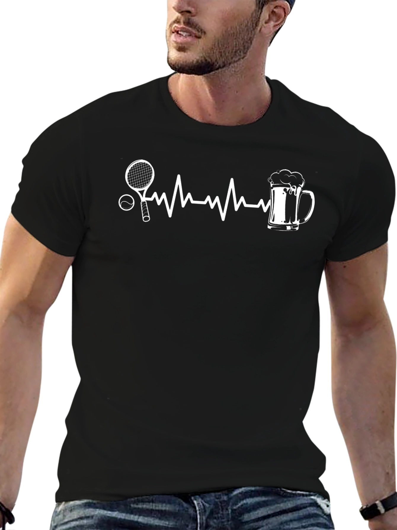 Tennis & Beer Heartbeat T-Shirt