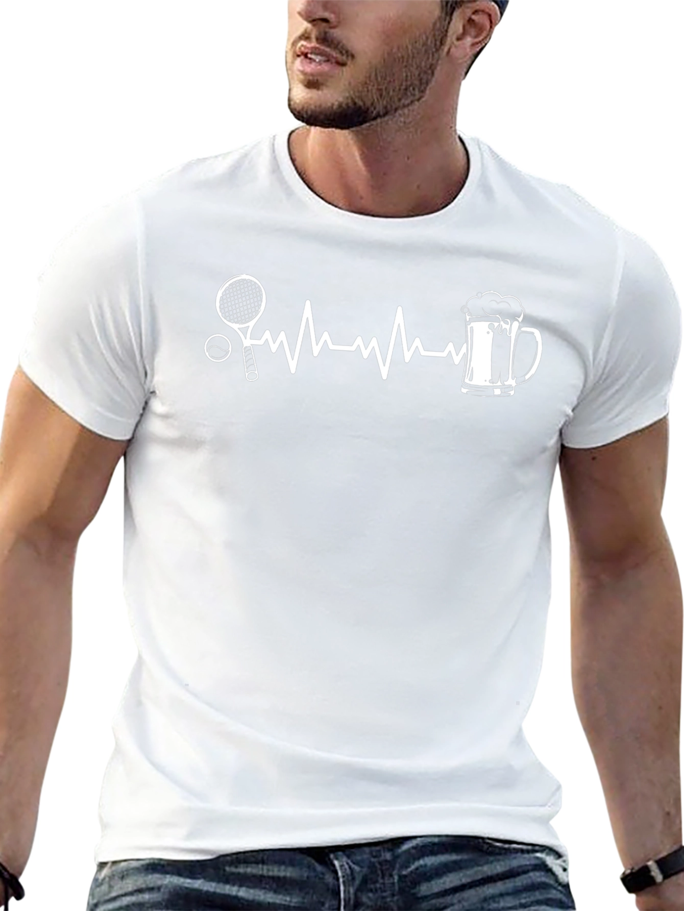 Tennis & Beer Heartbeat T-Shirt