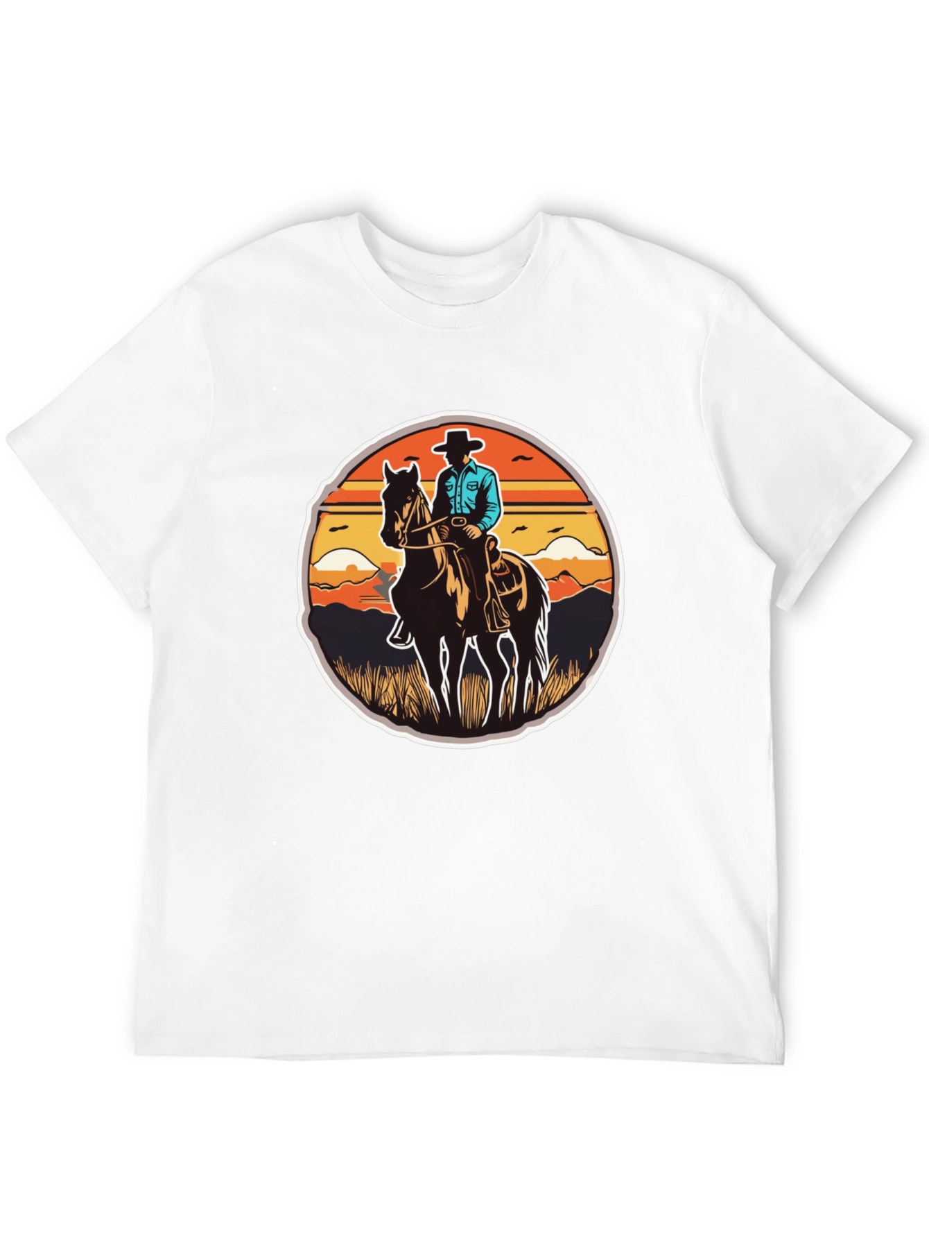 Cowboy on Horseback Black T-Shirt