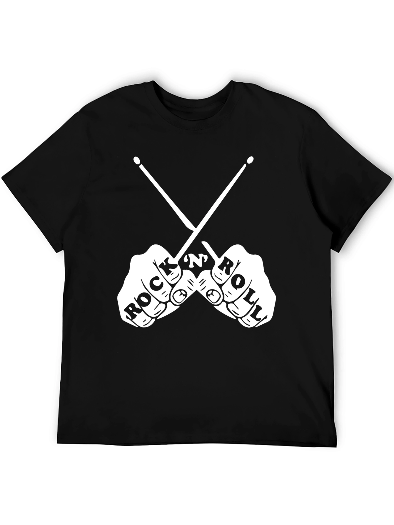 Rock and Roll Drummer Graphic Tee - Black