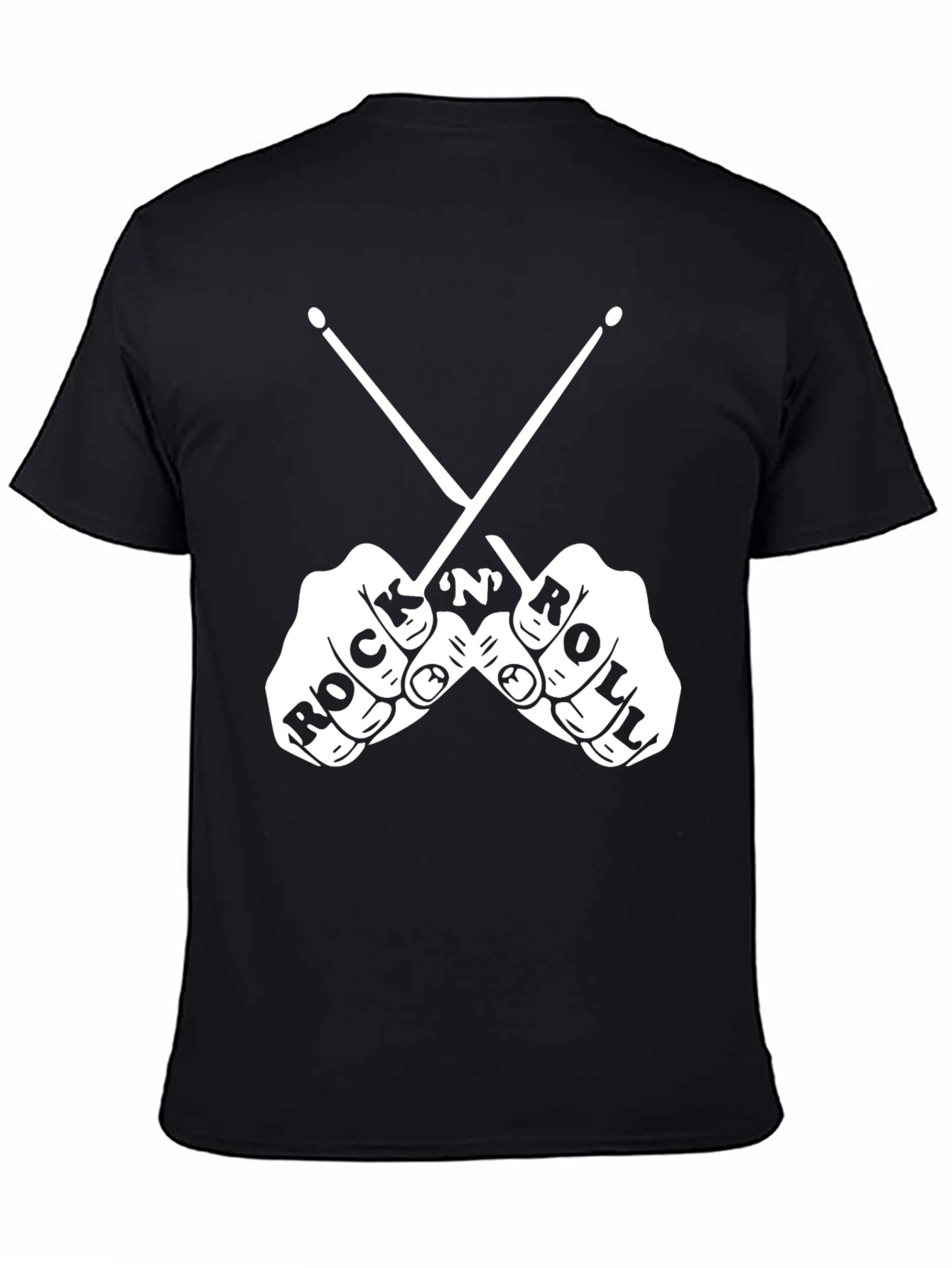 Rock and Roll Drummer Graphic Tee - Black