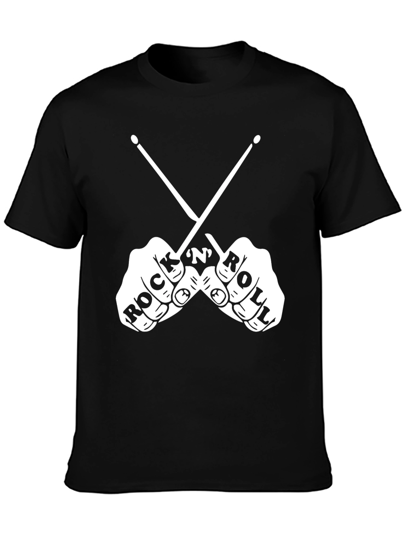 Rock and Roll Drummer Graphic Tee - Black