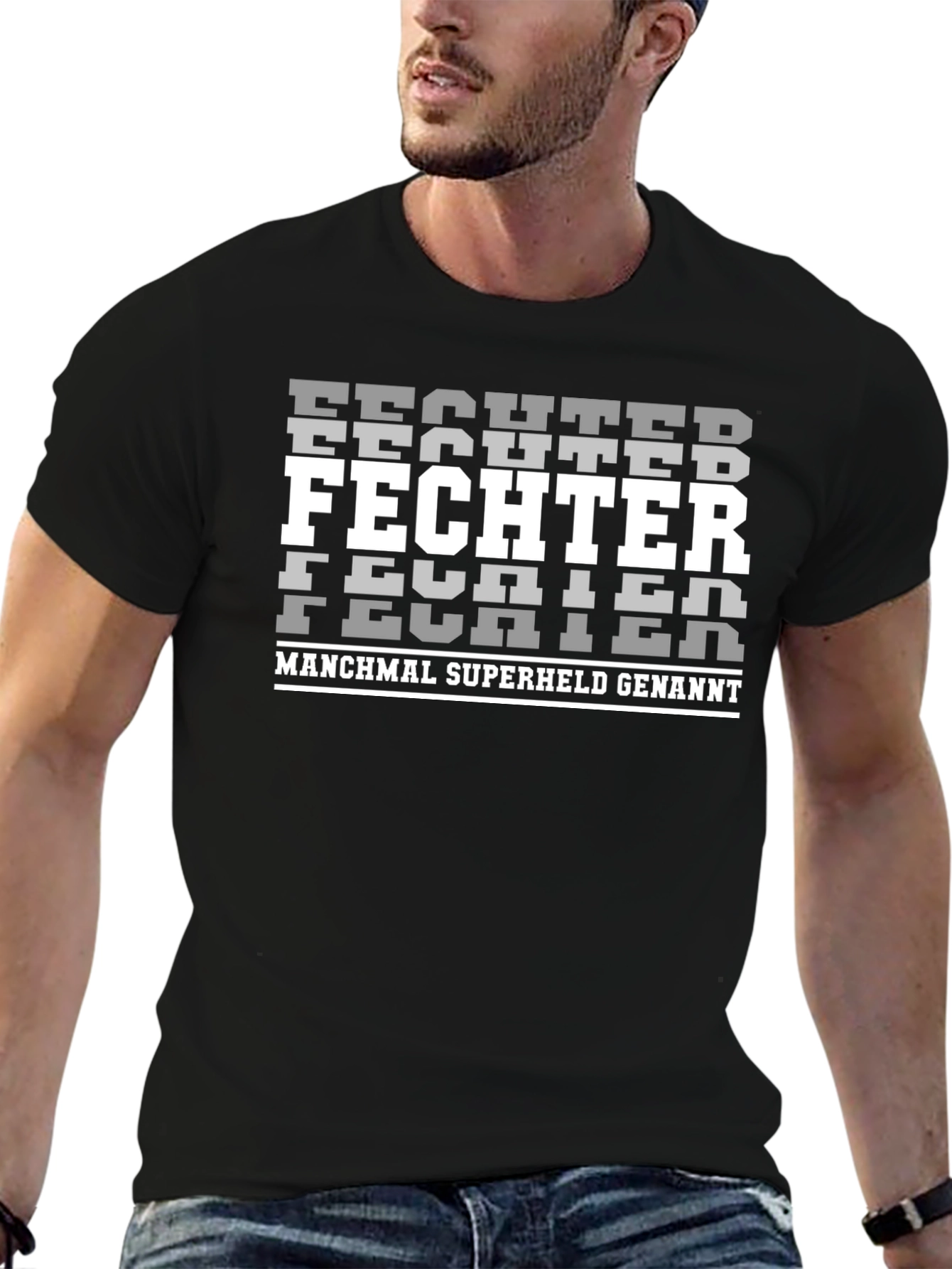 Fighter Superhero Black Graphic T-Shirt