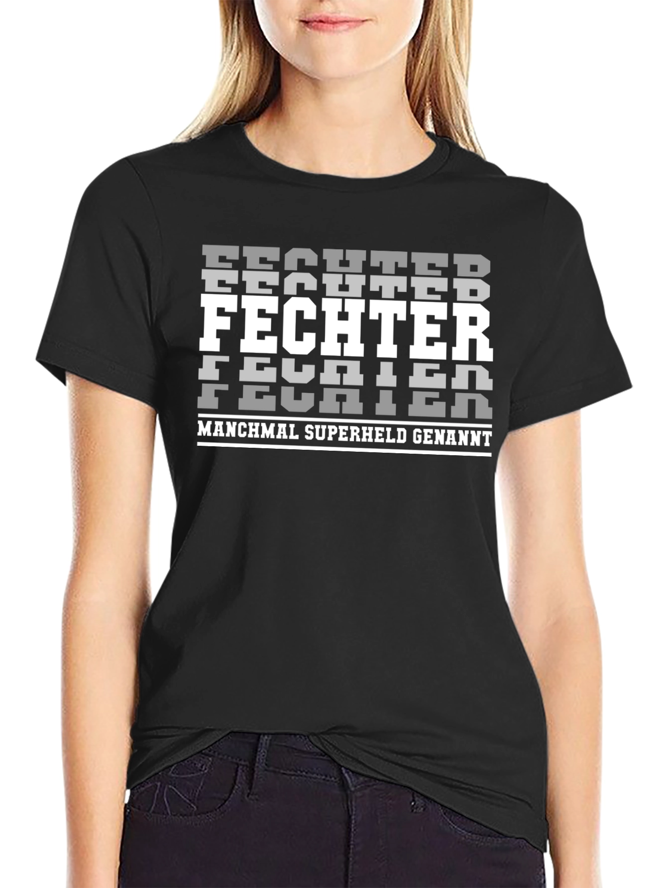 Fighter Superhero Black Graphic T-Shirt