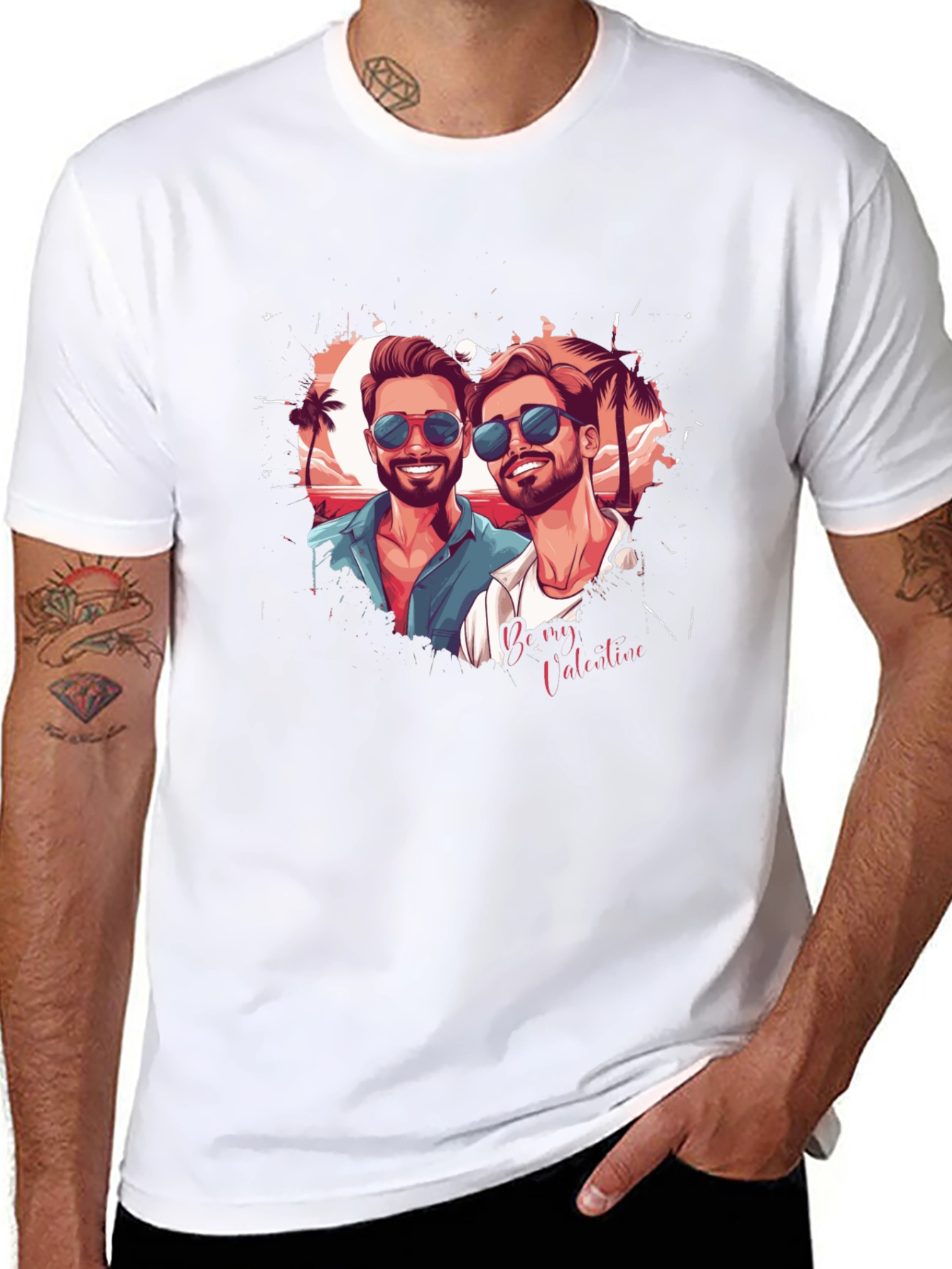 Couples Valentine Graphic Tee - Black