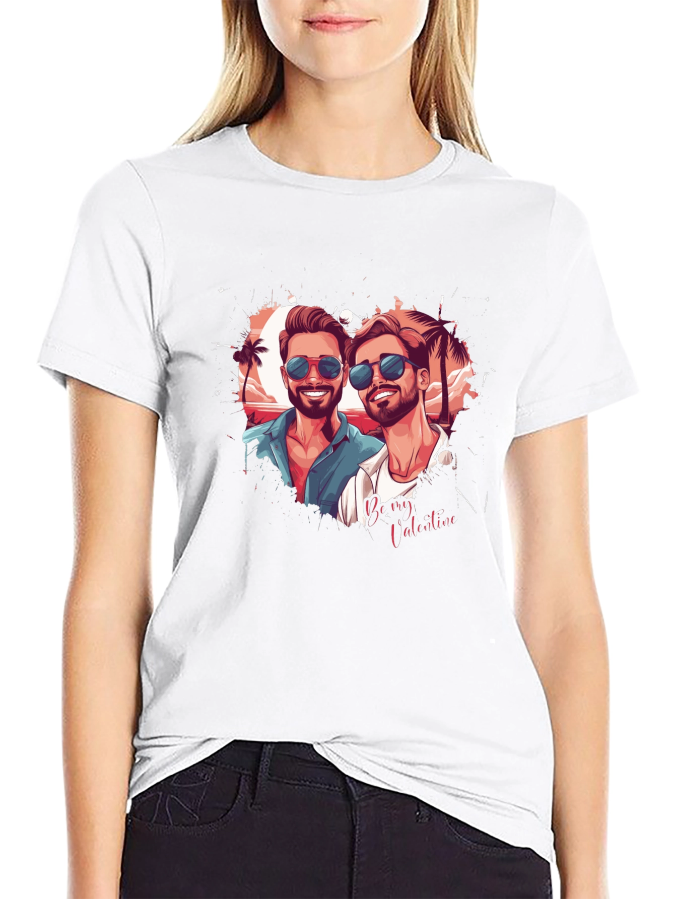 Couples Valentine Graphic Tee - Black