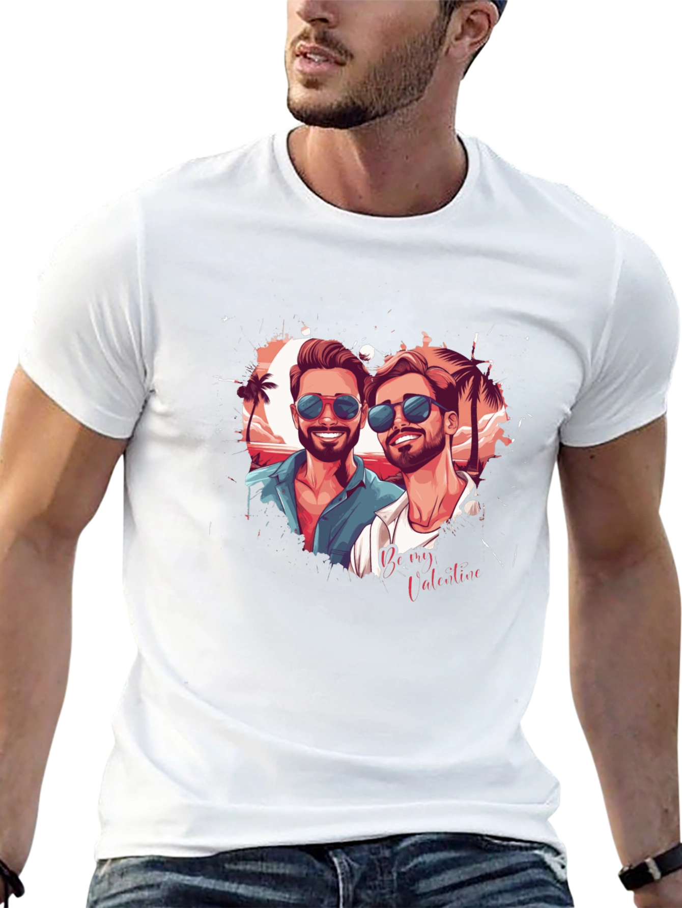 Couples Valentine Graphic Tee - Black