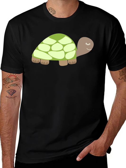 Cute Turtle Graphic Tee - Soft Black Cotton