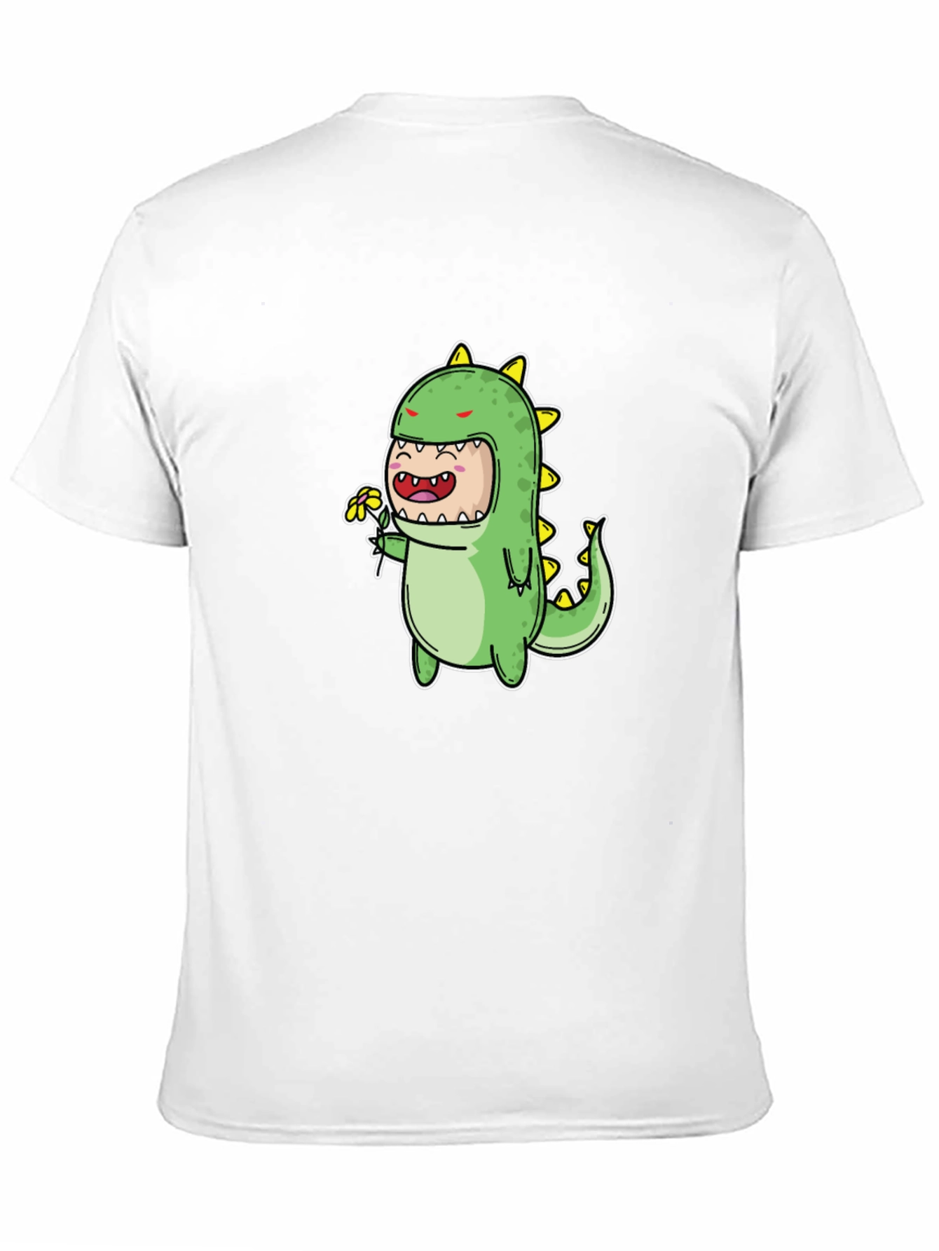 Cute Dino Graphic Tee - Black Cotton Blend T-Shirt
