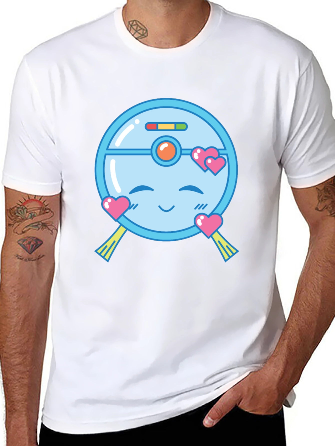 Cute Robot Vacuum Valentines Day T-Shirt