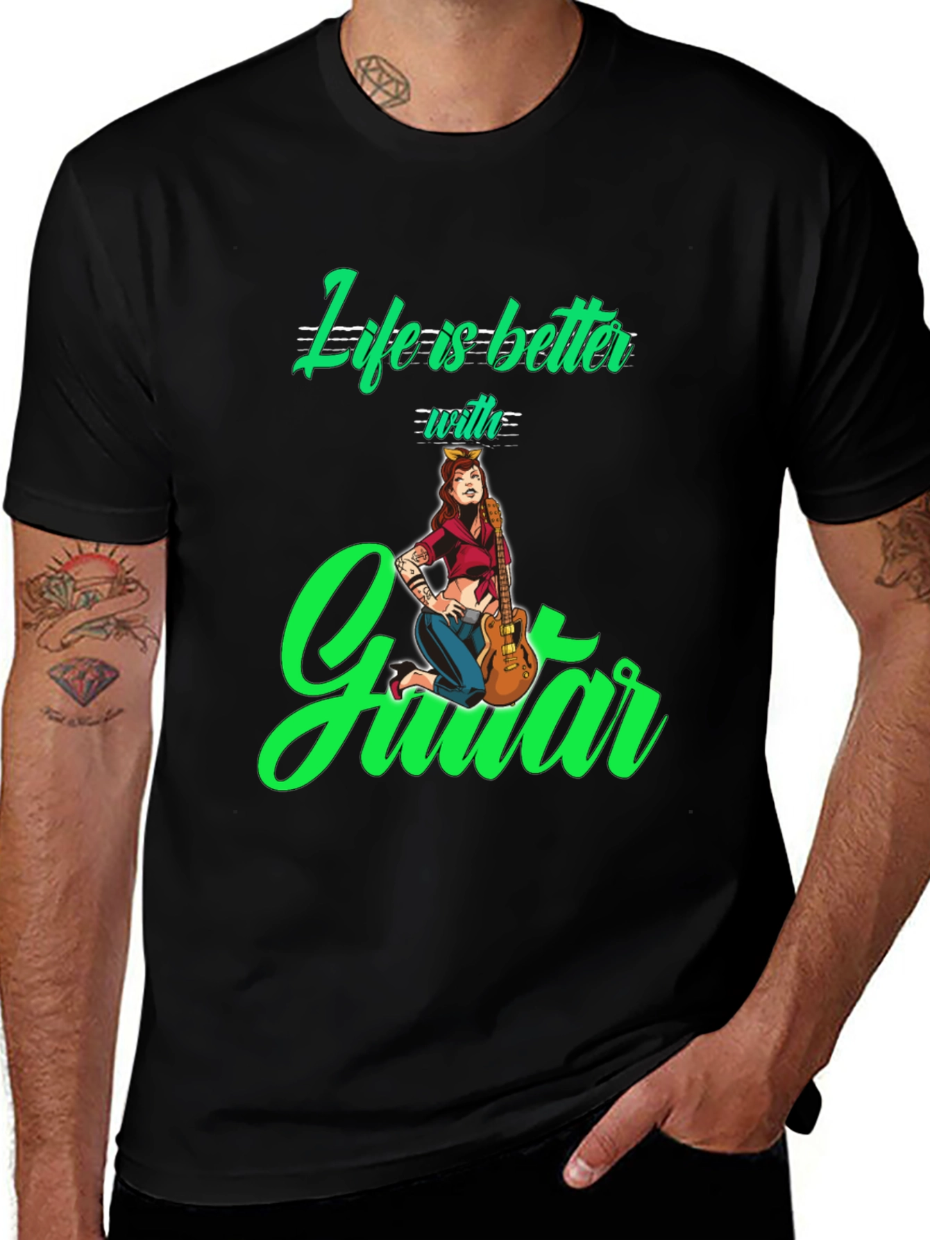 Life is Better with Guitar Black T-Shirt