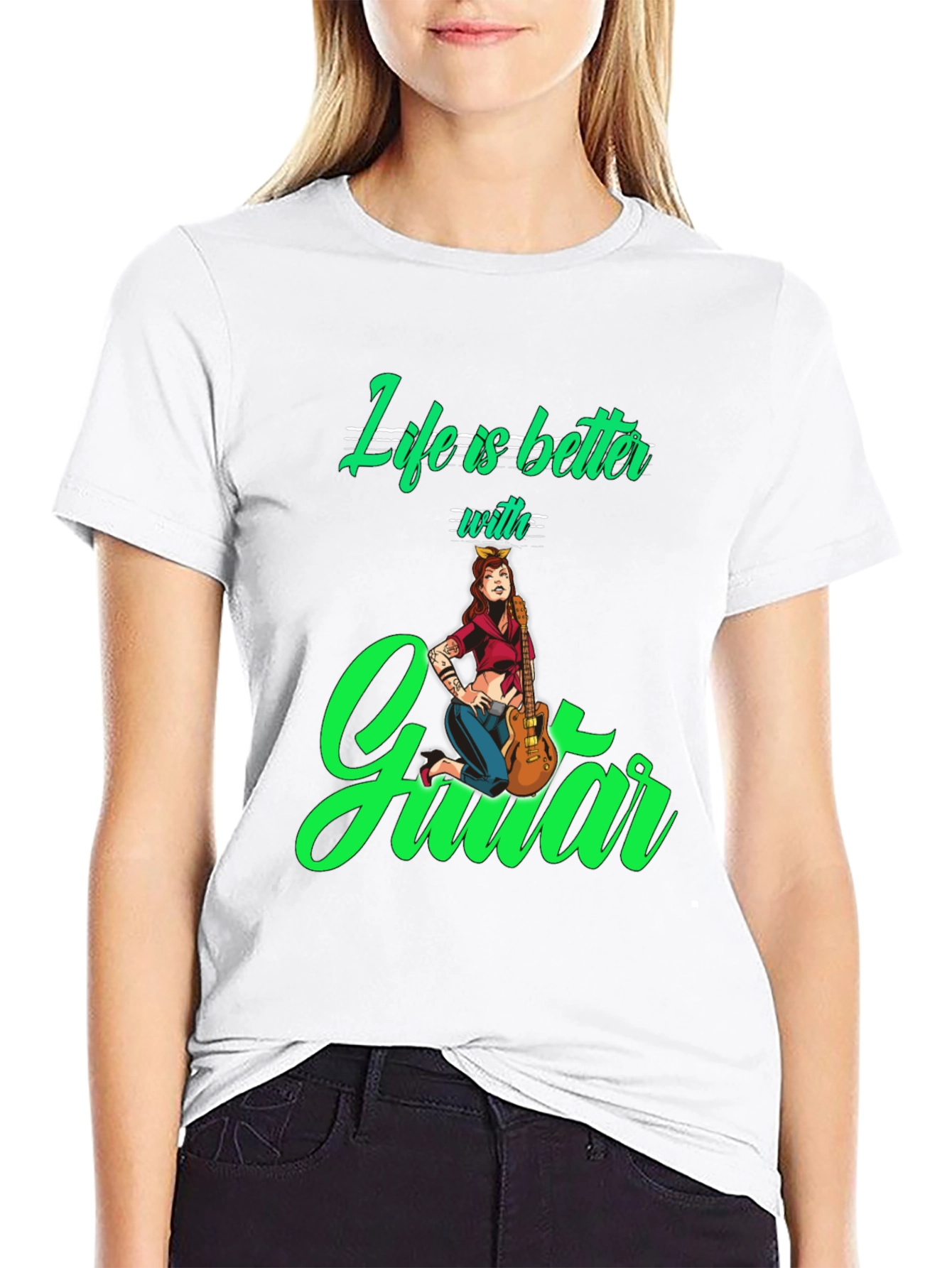 Life is Better with Guitar Black T-Shirt