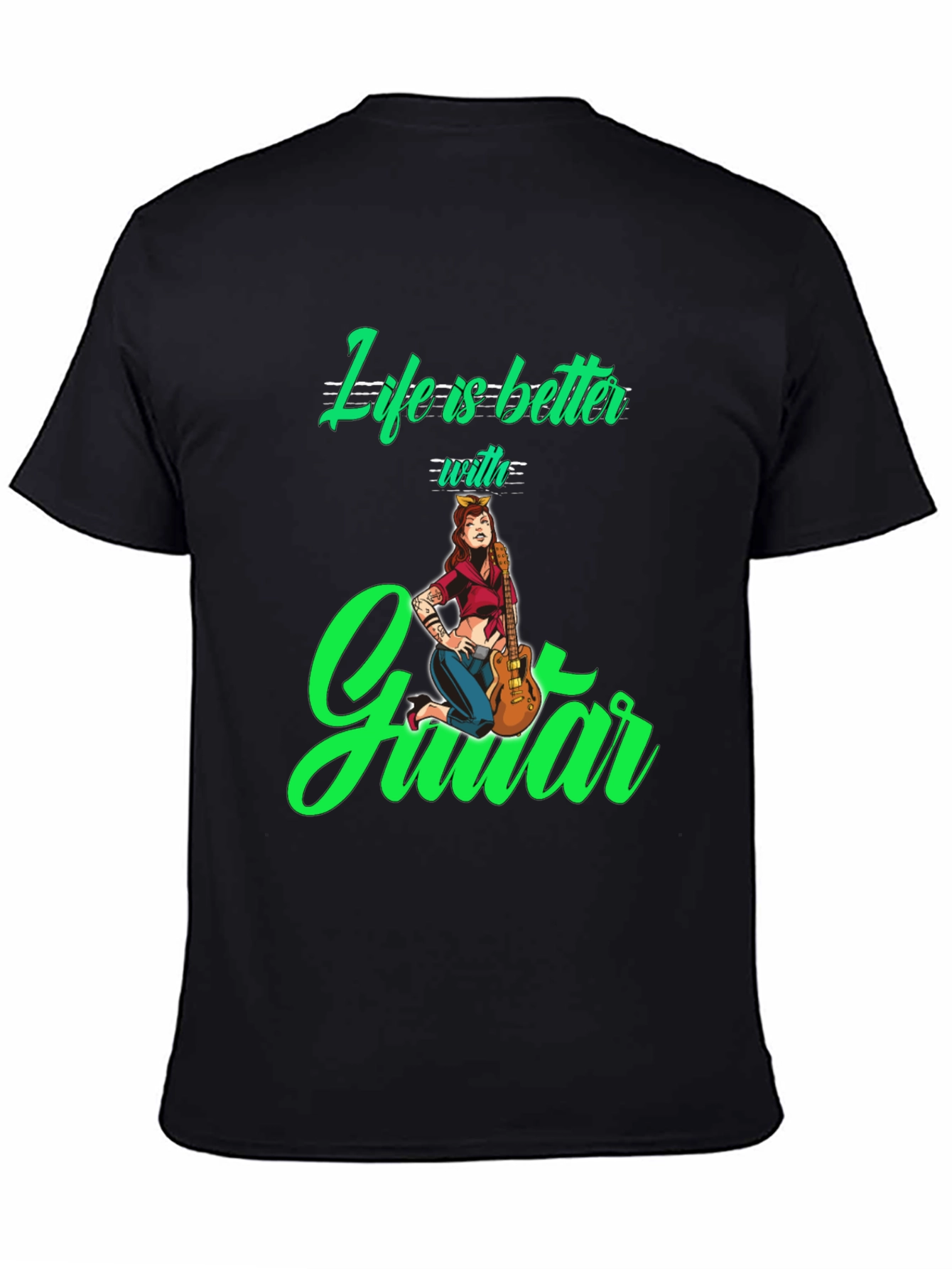 Life is Better with Guitar Black T-Shirt