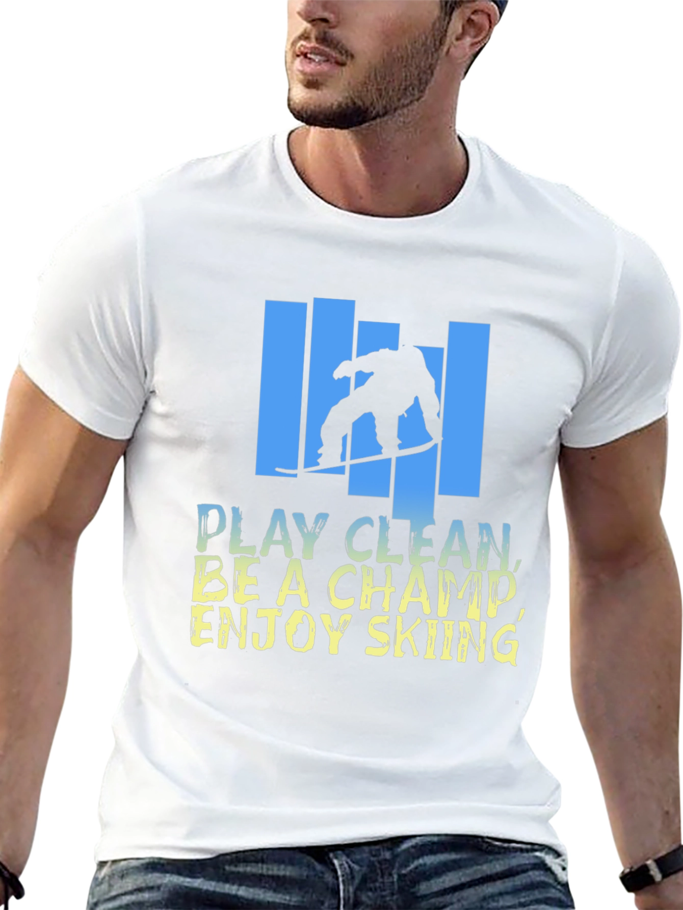 Skiing Graphic T-Shirt - Play Clean Be A Champ