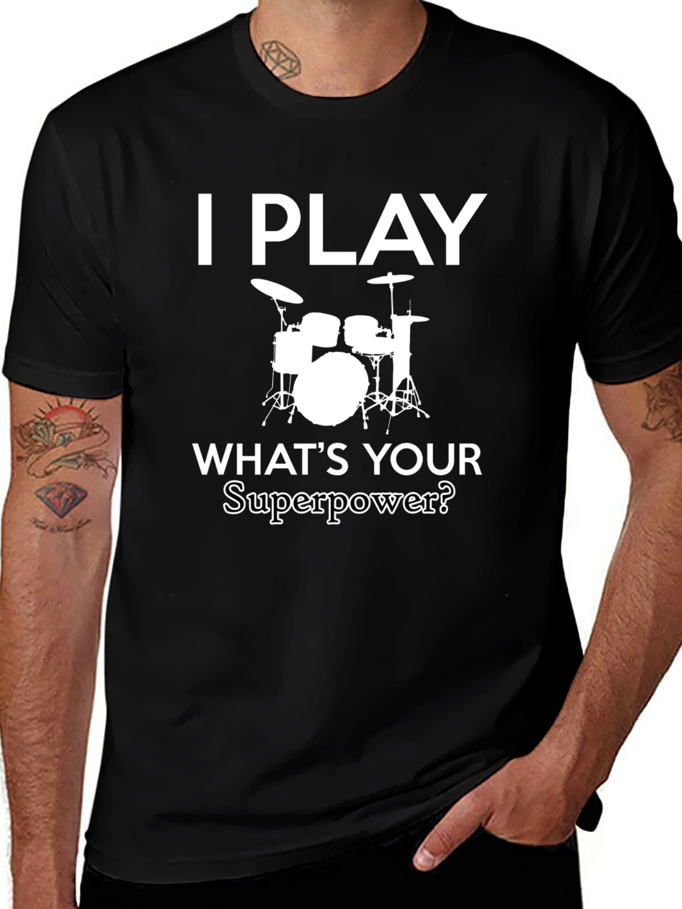 Drummer Superpower Black T-Shirt