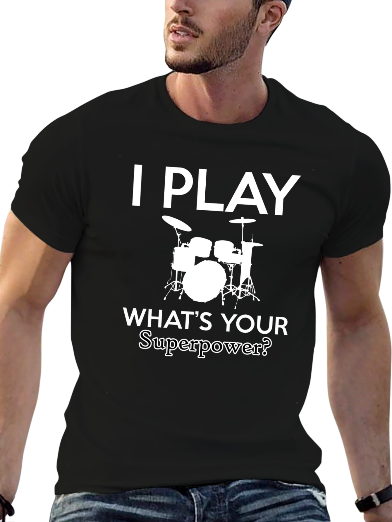 Drummer Superpower Black T-Shirt