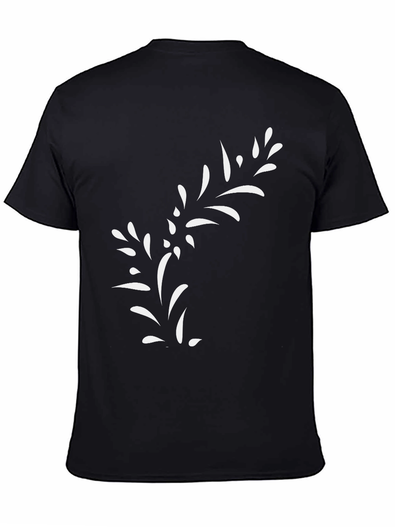 Black T-Shirt with White Floral Design