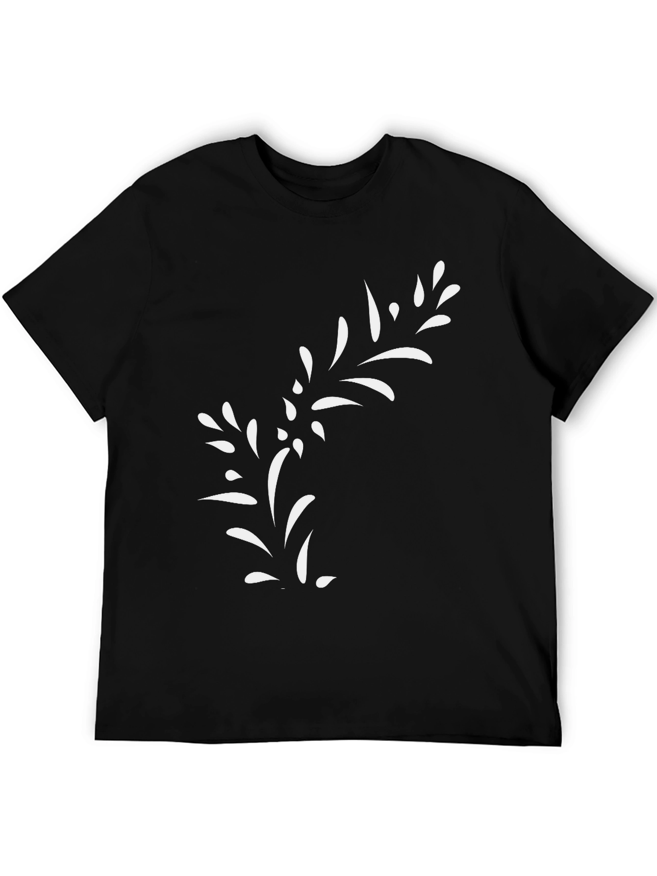 Black T-Shirt with White Floral Design
