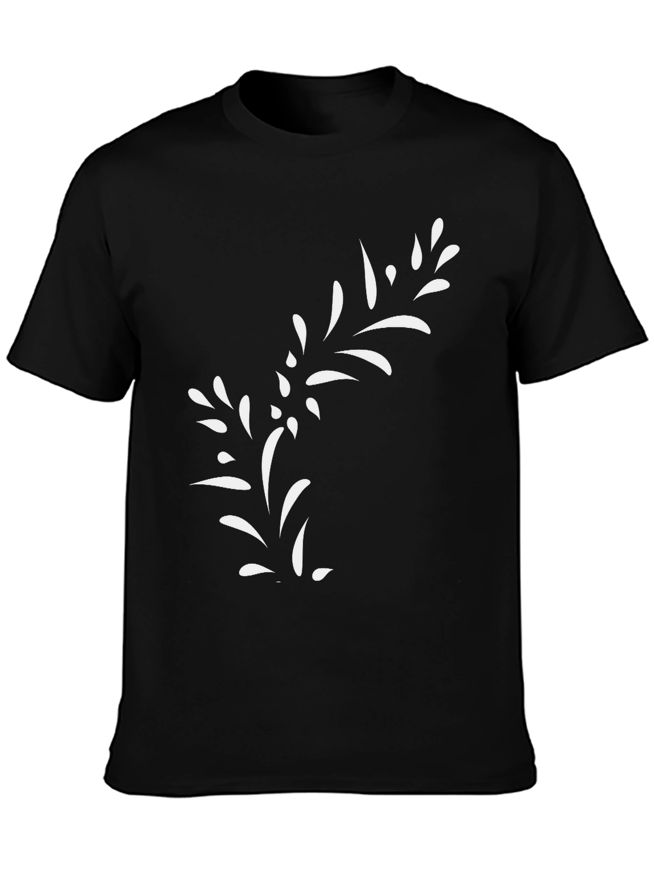 Black T-Shirt with White Floral Design