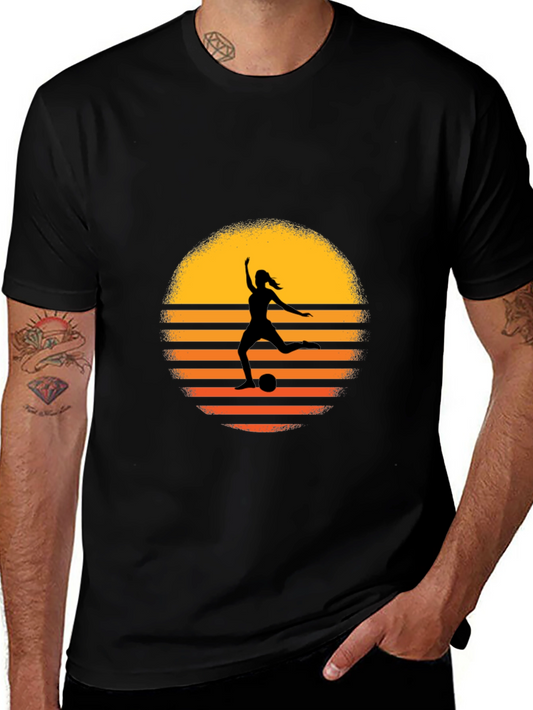 Sunset Soccer Silhouette Graphic Tee