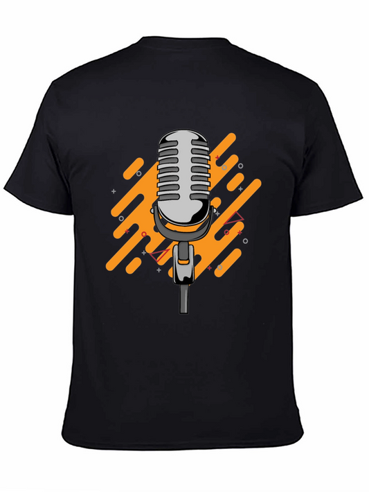 Retro Microphone Graphic Black T-Shirt