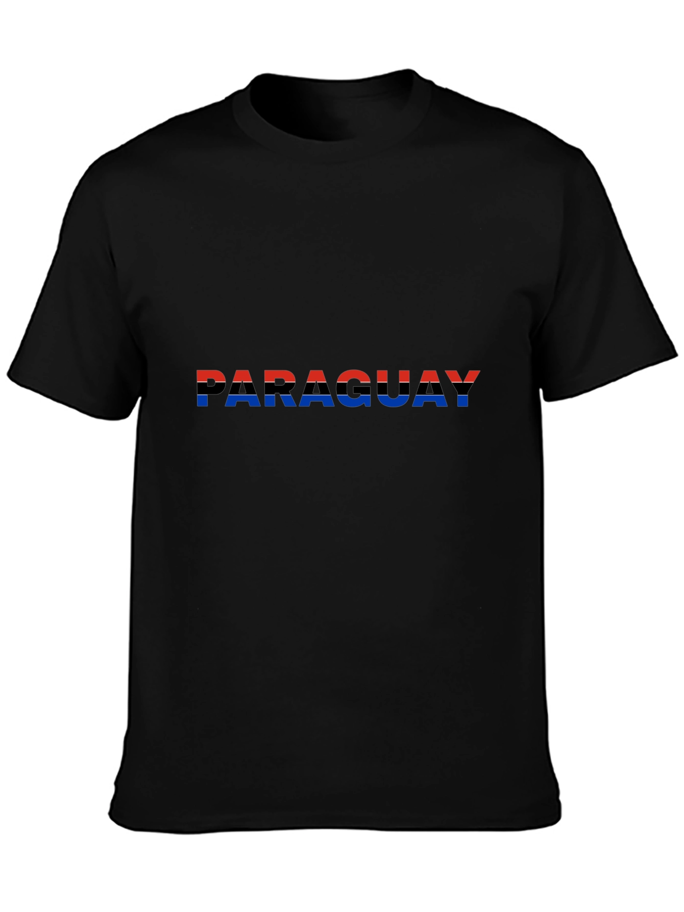Paraguay Flag Graphic Tee - Black Cotton T-Shirt