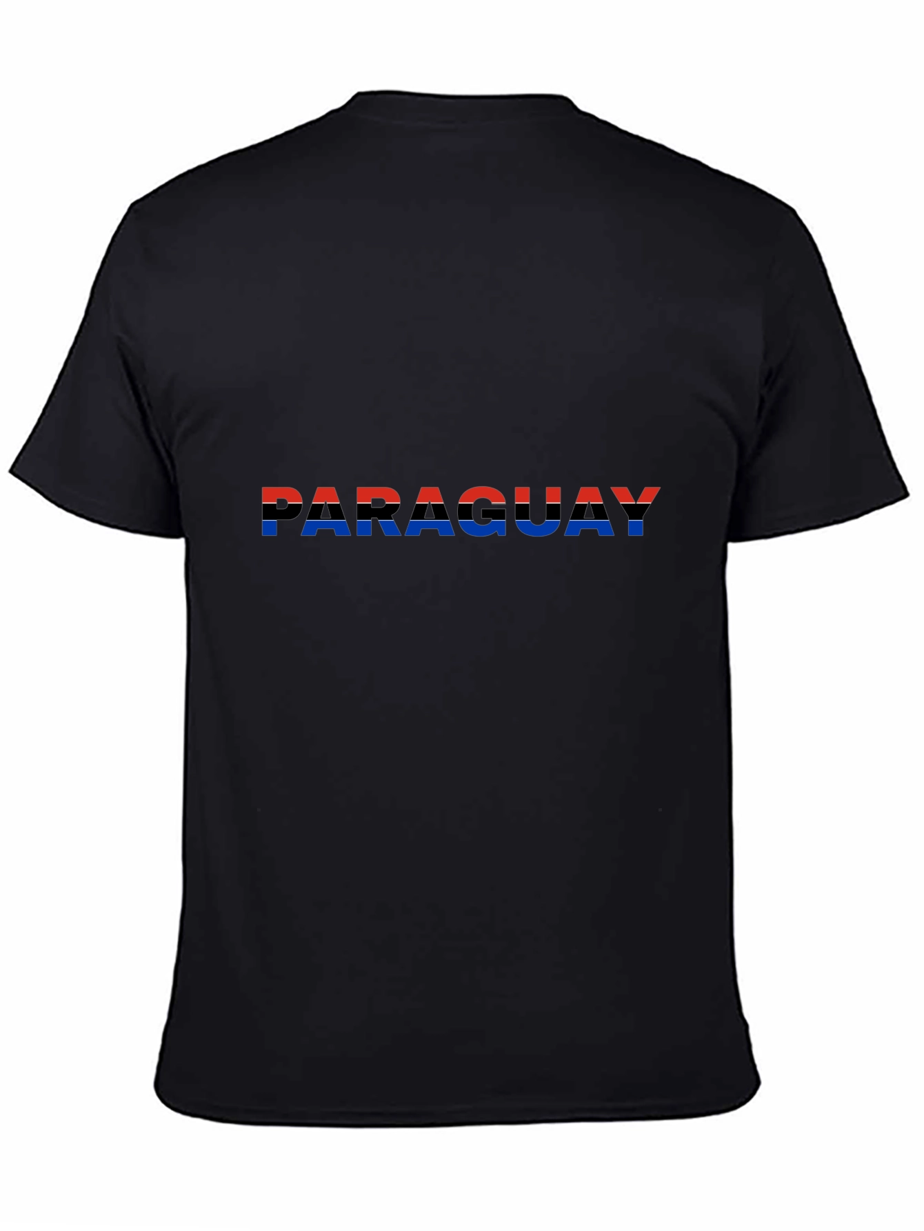Paraguay Flag Graphic Tee - Black Cotton T-Shirt