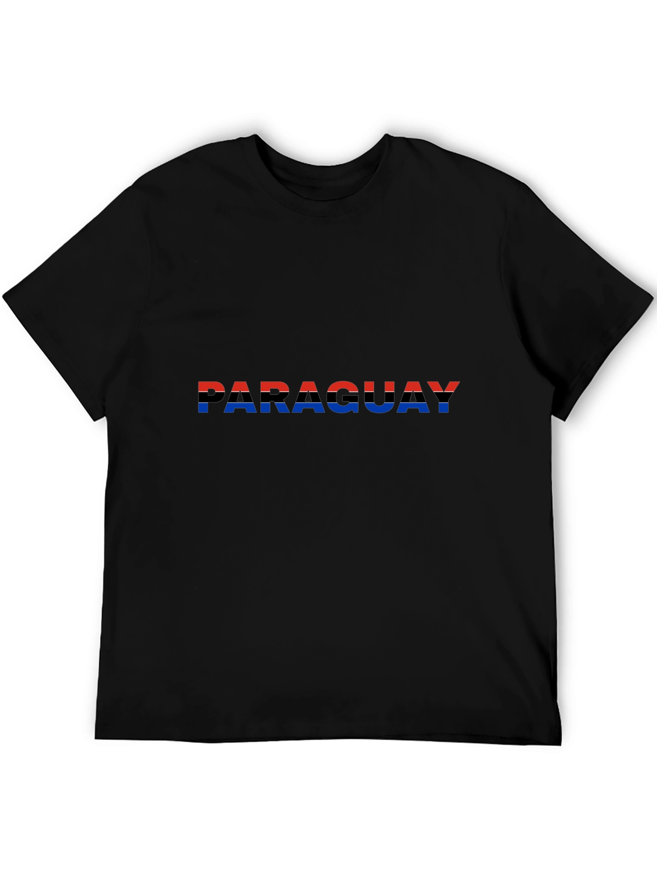 Paraguay Flag Graphic Tee - Black Cotton T-Shirt