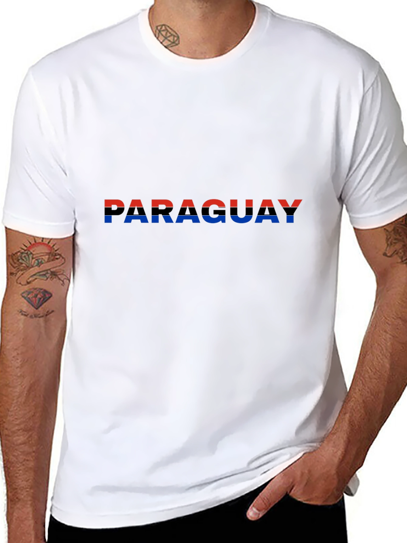 Paraguay Flag Graphic Tee - Black Cotton T-Shirt