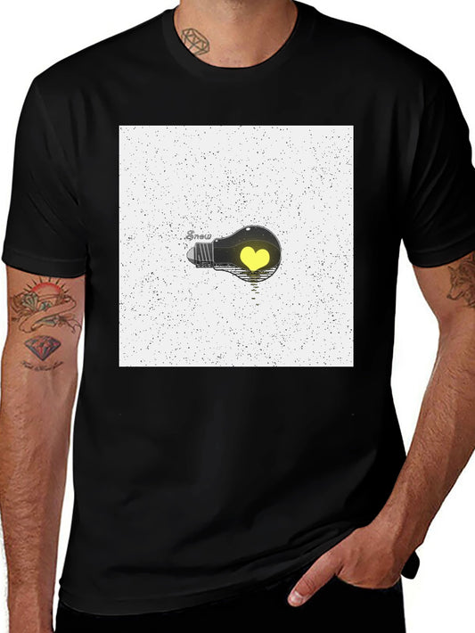 Heart Lightbulb Graphic Tee - Black