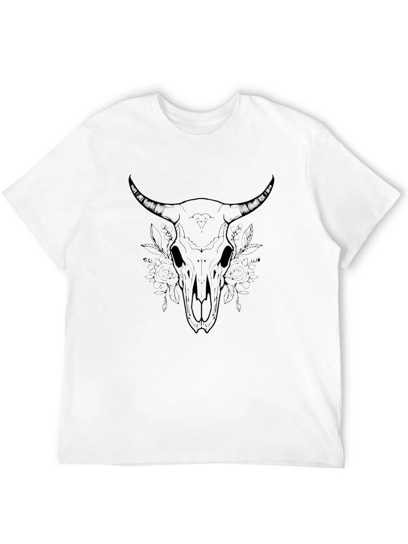 Black Bull Skull Graphic Tee - Stylish & Edgy