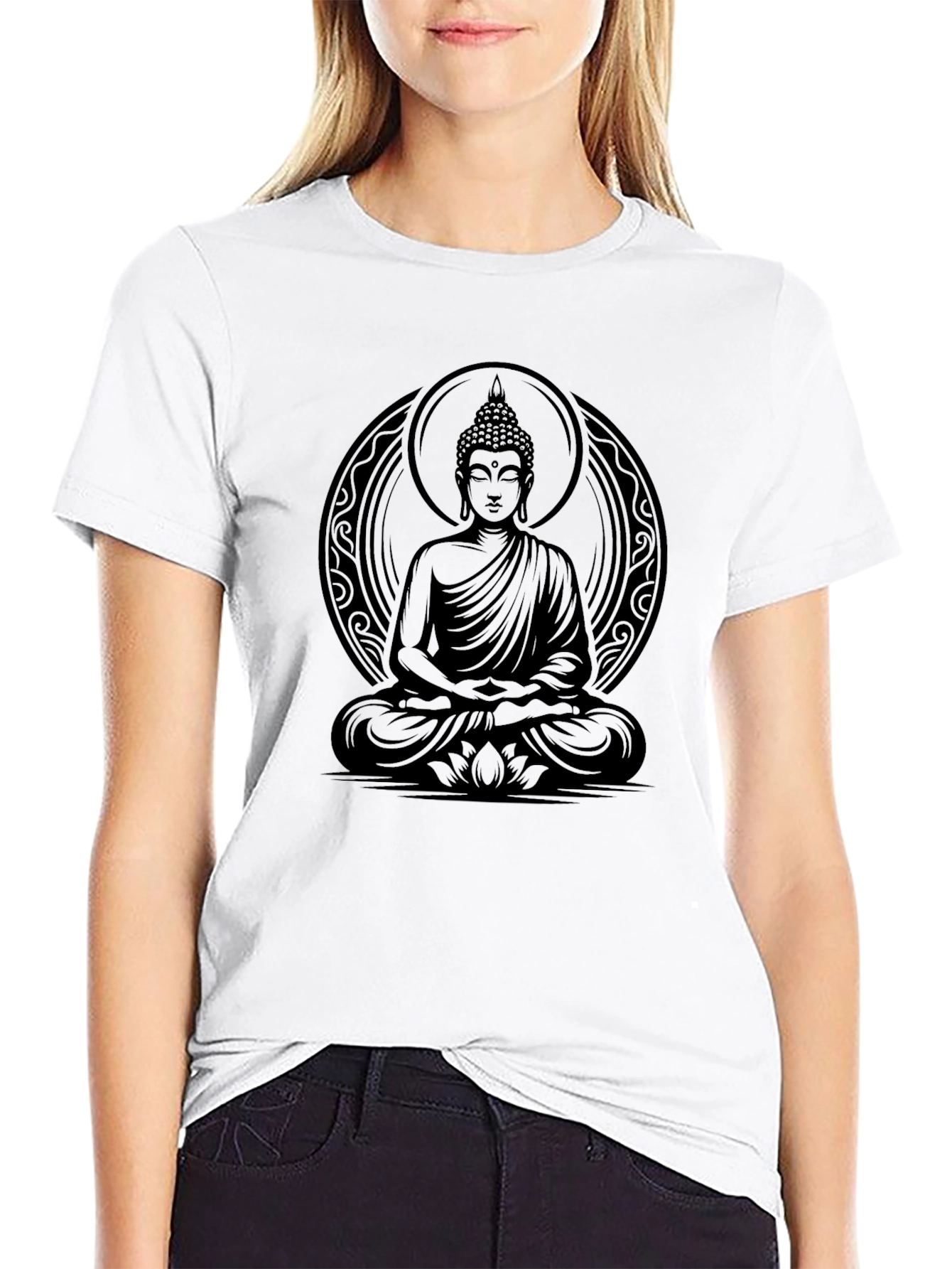 Buddha Graphic Print Black T-Shirt for Men