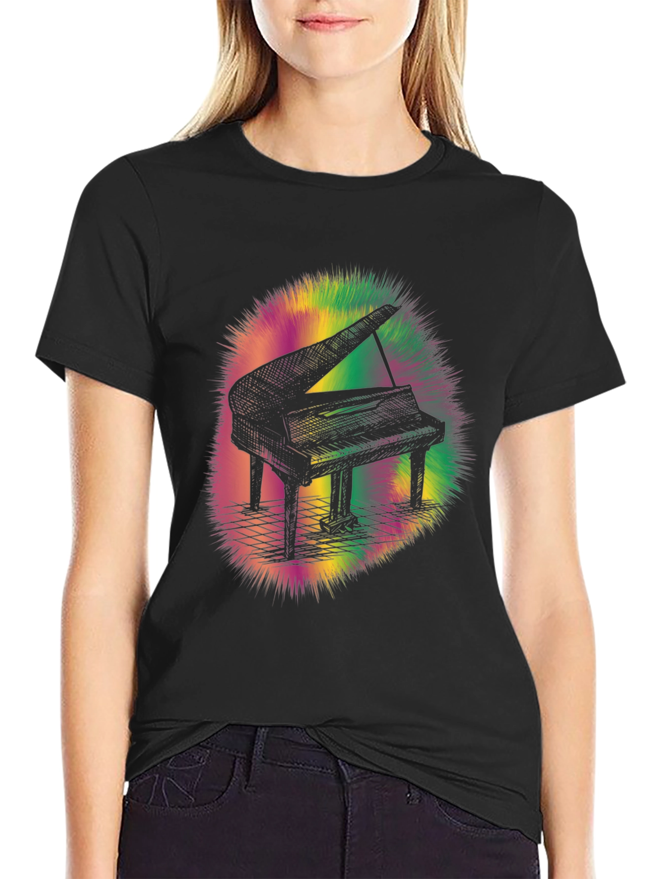 Piano Graphic Tee - Mens Black T-Shirt