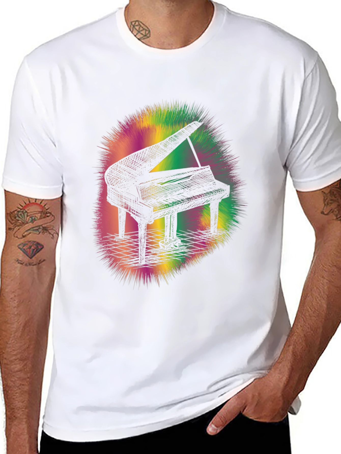Piano Graphic Tee - Mens Black T-Shirt