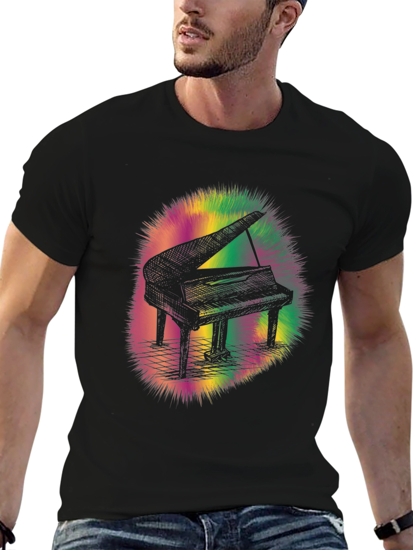 Piano Graphic Tee - Mens Black T-Shirt