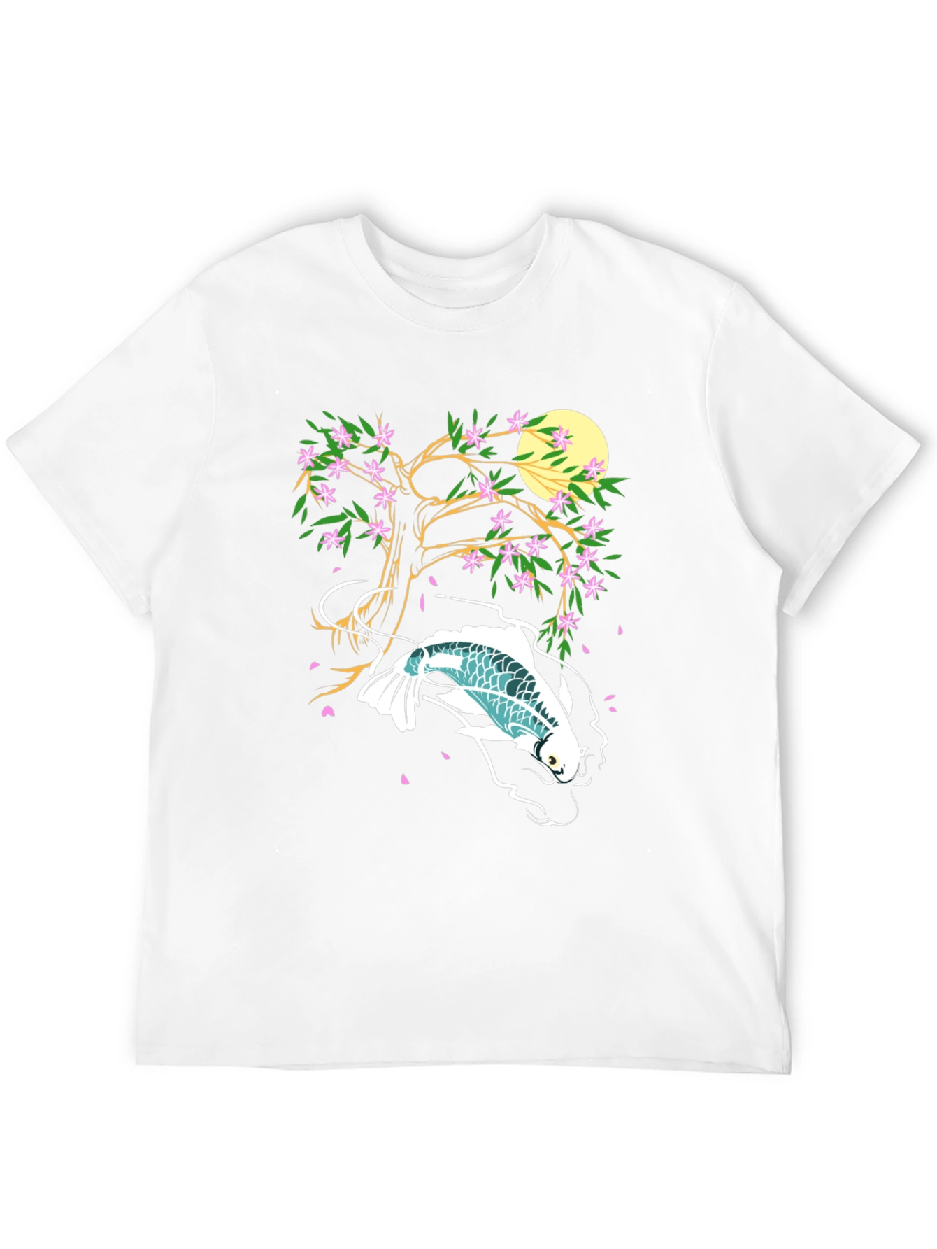 Koi Fish Cherry Blossom Graphic Tee - Unique Design