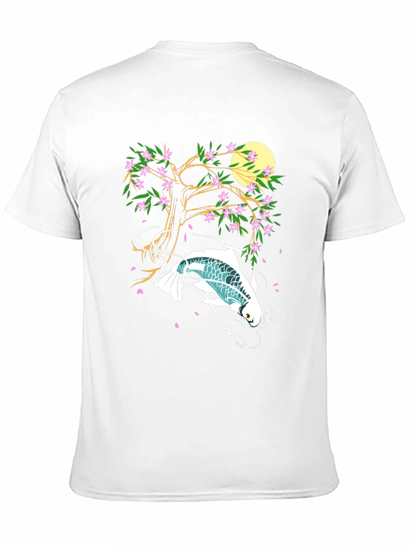 Koi Fish Cherry Blossom Graphic Tee - Unique Design