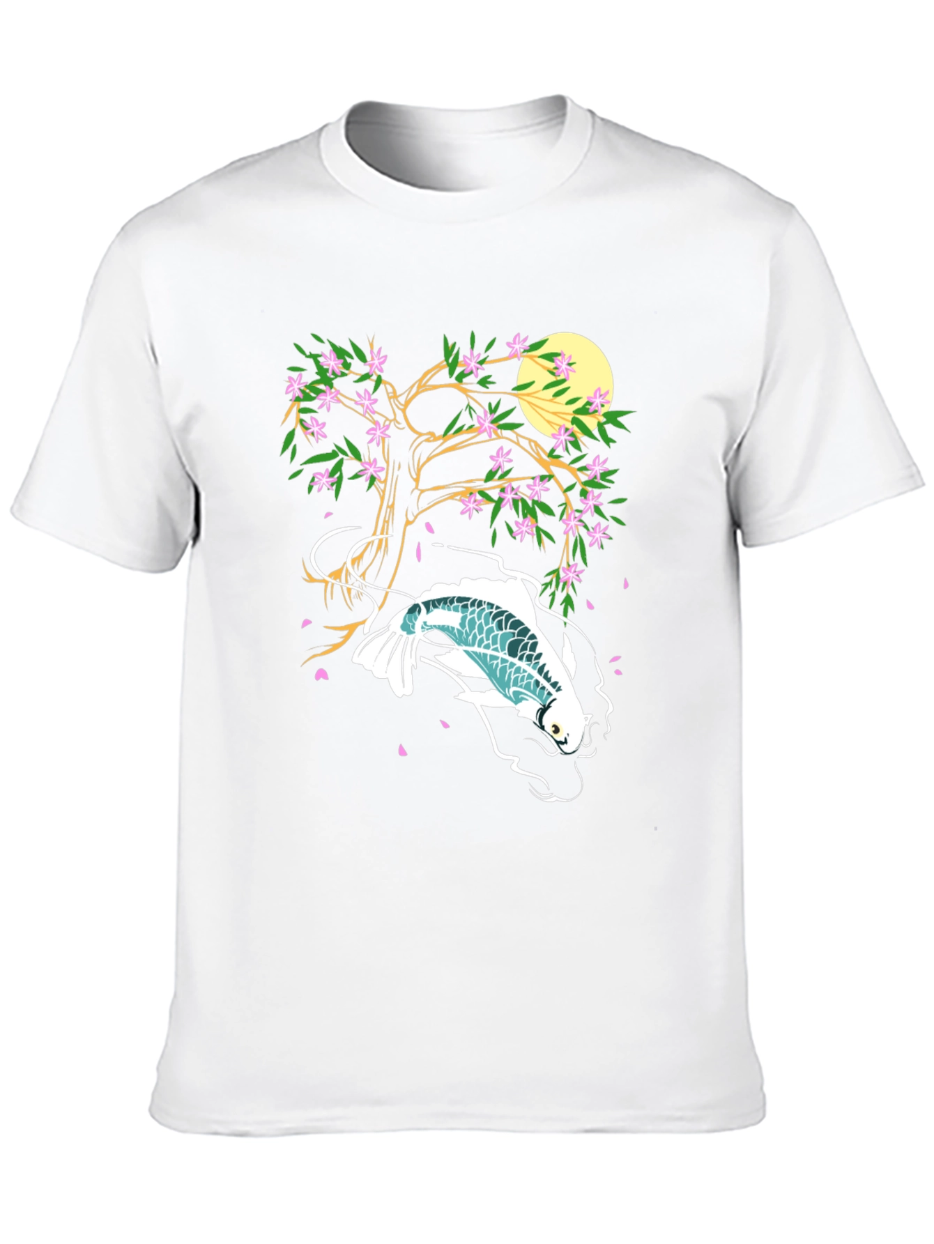 Koi Fish Cherry Blossom Graphic Tee - Unique Design