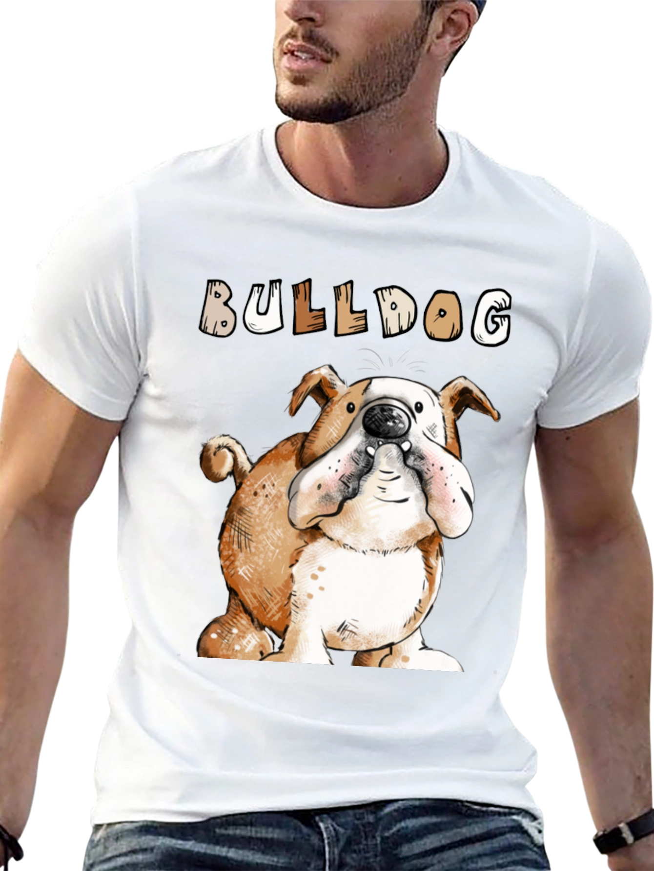 Bulldog Cartoon Graphic T-Shirt