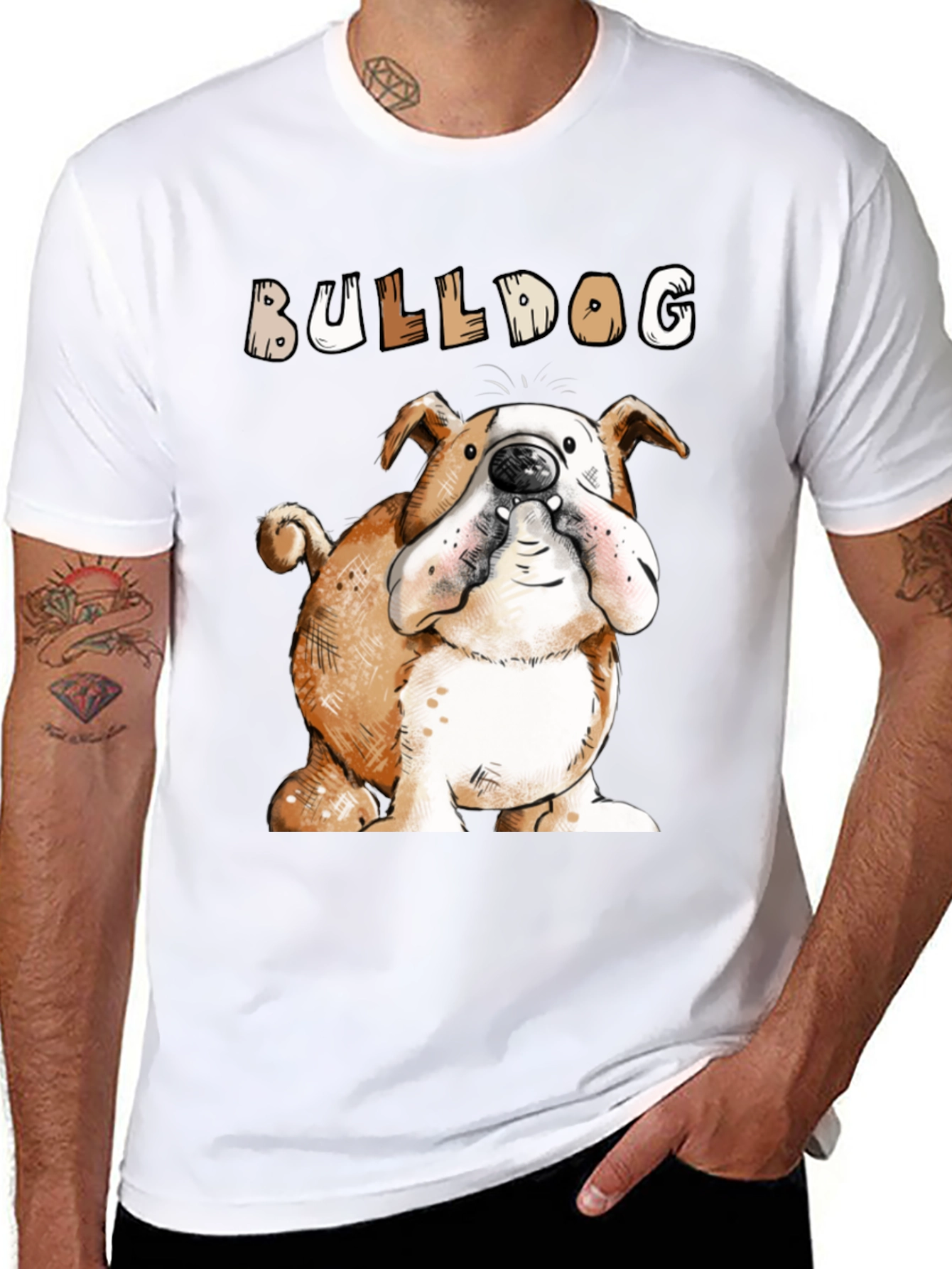 Bulldog Cartoon Graphic T-Shirt