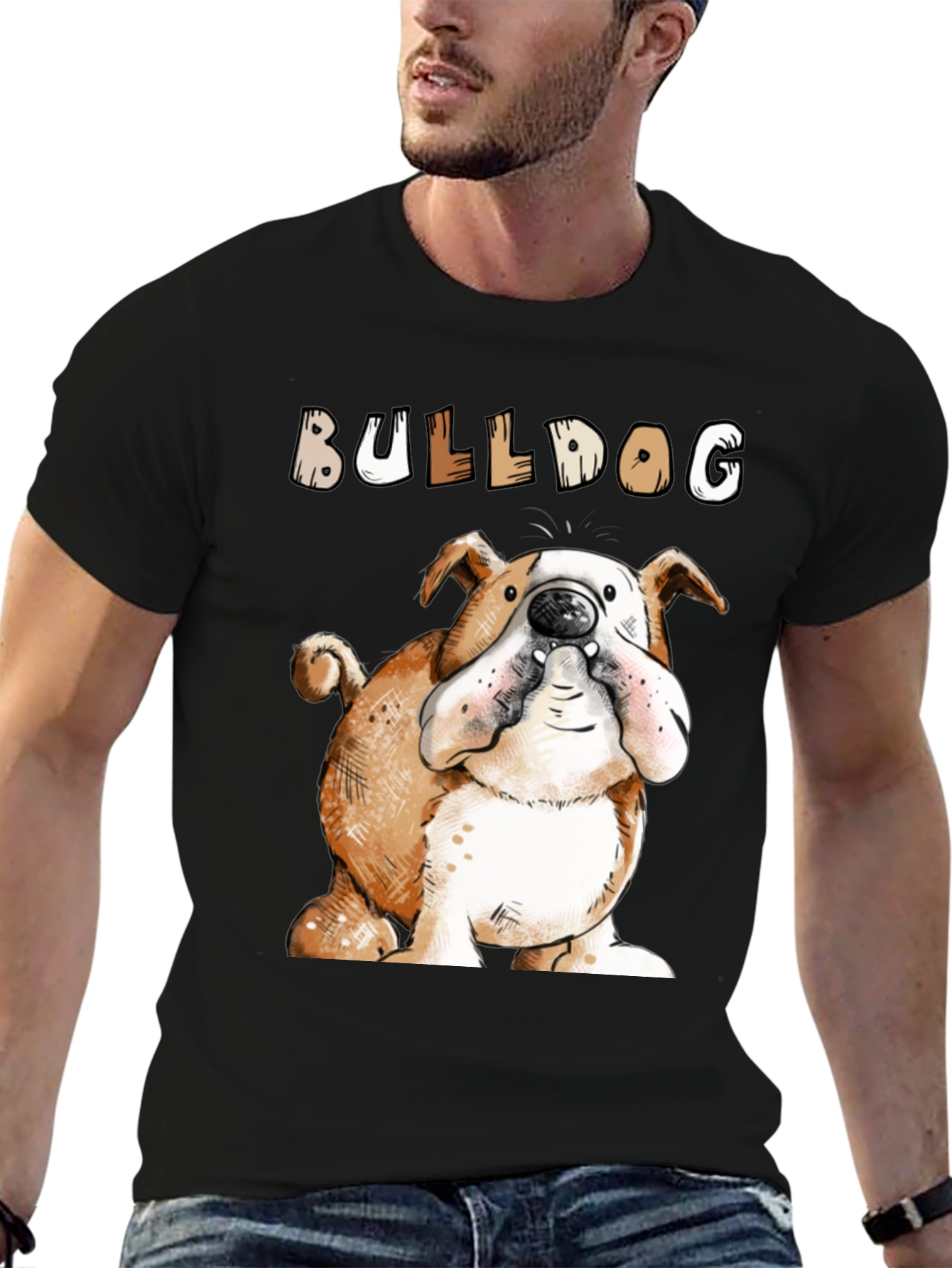 Bulldog Cartoon Graphic T-Shirt