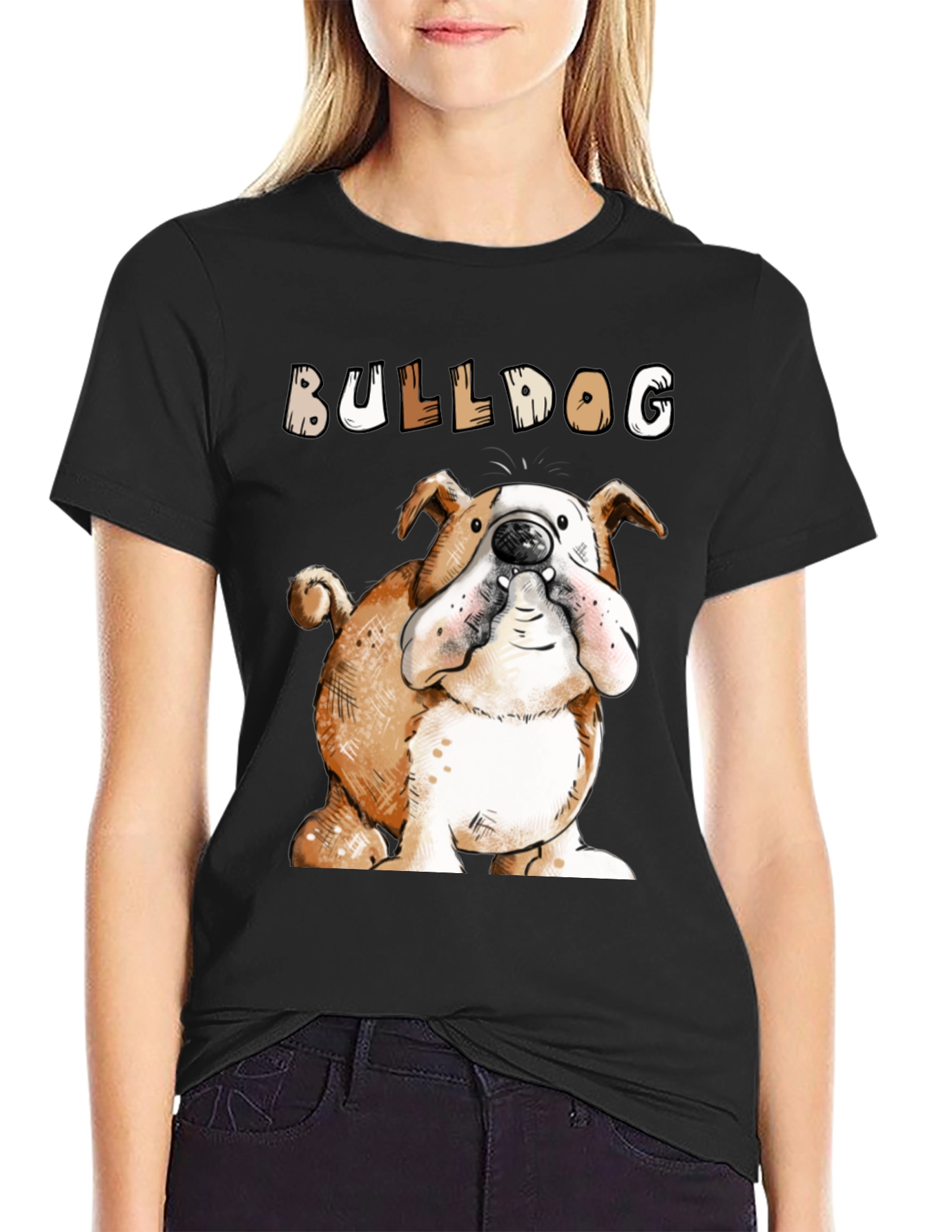 Bulldog Cartoon Graphic T-Shirt