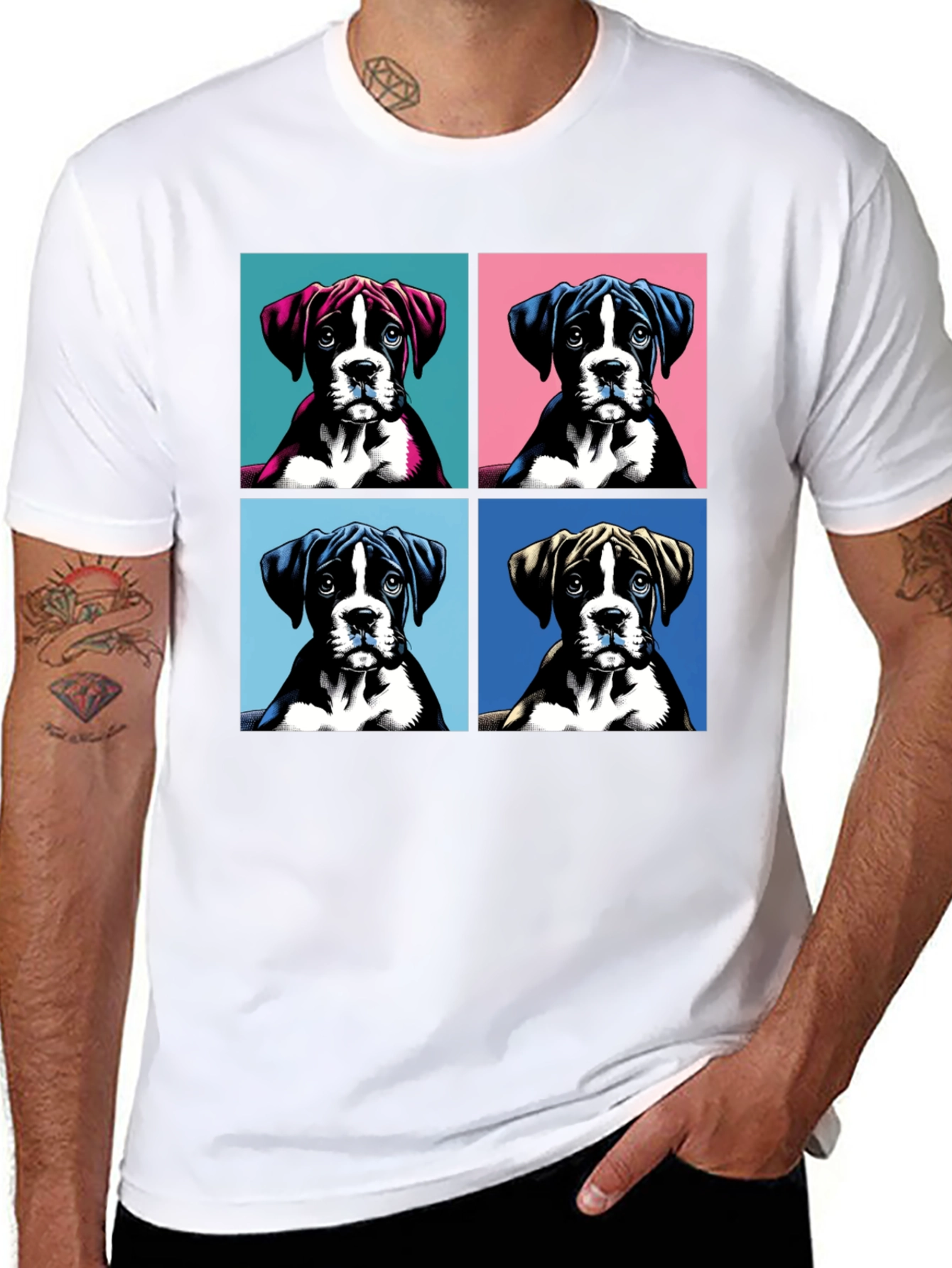 Boxer Dog Pop Art T-Shirt - Unique Graphic Tee
