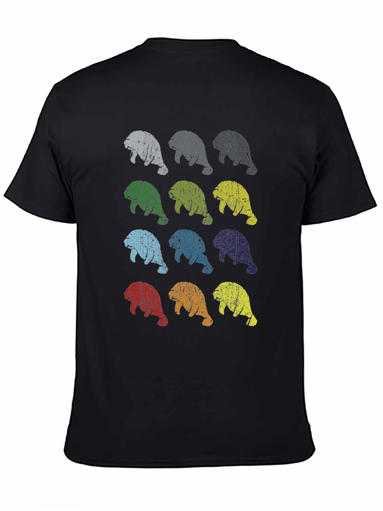Retro Manatee Print Crew Neck T-Shirt